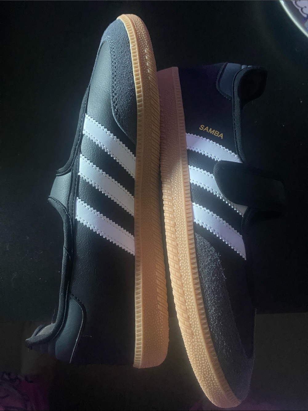 adidas Black/White Samba Sneakers with Gum Sole